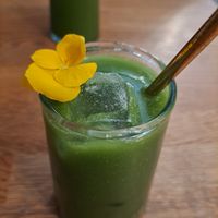 Green juice! So refreshing and tasty!!!! at Blackbird in Bruges