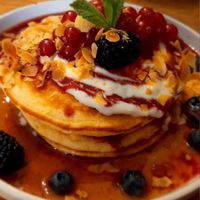 Coconut Pancakes at Blackbird in Bruges