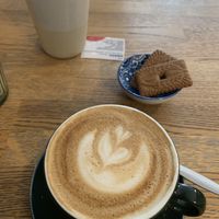 They serve the cappuccino with sprout milk. It is very good.  at Blackbird in Bruges