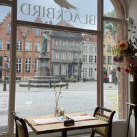 The view from our table!  at Blackbird in Bruges