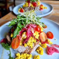 Scrambled tofu at Blackbird in Bruges