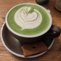 Vegan Matcha latte at Blackbird in Bruges