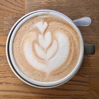 Pea milk latte  at Blackbird in Bruges