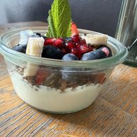 Yogurt, granola, and fruit  at Blackbird in Bruges