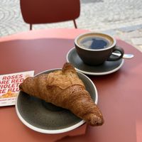 Croissant and Americano  at Blackbird in Bruges