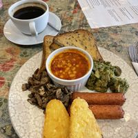 All day vegan gf breakfast with spicy beans.  at The Gratitude Cafe in Telford