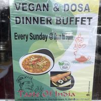 Vegan buffet Sunday nights at Taste of India in West Palm Beach