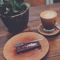 Cafe latte & vegan Bounty at Secret Spot - Berawa in Tibubeneng