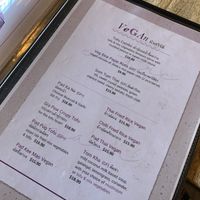 Vegan menu  at Jinda Thai in Abbotsford