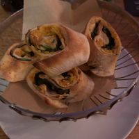 Vegan pizza rolls with baby-spinach and vegan cheesee  at Aposto in Aachen