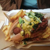 Chilli cheez dog at Knaves Kitchen in Leeds