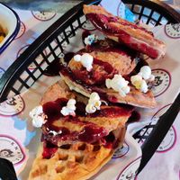 Chicken n waffles at Knaves Kitchen in Leeds