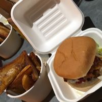Burger and wedges  at Knaves Kitchen in Leeds