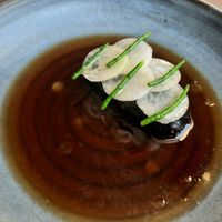 Coral tooth mushroom in mushroom broth at Ark in Copenhagen