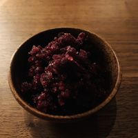 Beet palate cleanser pre dessert  at Ark in Copenhagen