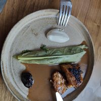 Mushroom with white sauce and steamed green at Ark in Copenhagen