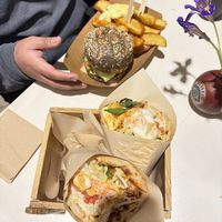 Got 2 of their recommended gyros, bacon & cheese burger and BEST FRIES EVER!  at Cookoomela Grill in Athens