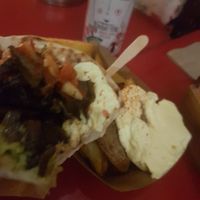 Red gyro and wedges at Cookoomela Grill in Athens