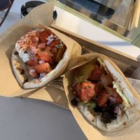Lentil kebab and red mushroom kebab  at Cookoomela Grill in Athens