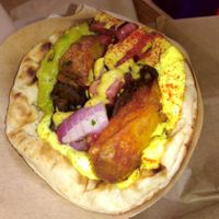 Yellow gyro at Cookoomela Grill in Athens