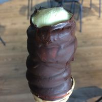 Chocolate covered vanilla ice cream at Brynjuis in Kopavogur