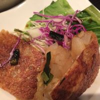 The 'main' for the day; cabbage, daikon in fried yuba at Rocca in Osaka