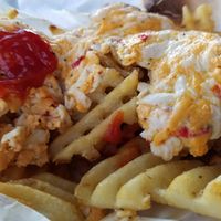 Vegan Pimento Cheese Waffle Fries at Pinky's Westside Grill in Charlotte