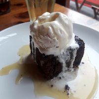 Warm walnut brownie with ice cream at The 78 in Glasgow
