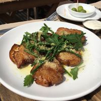 Crushed new potatoes, samphire, almond parmesan, lemon & parsley at The 78 in Glasgow