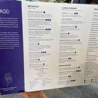 Menu (V for vegan and VO for vegan option)  at GRØD -Torvehallerne in Copenhagen