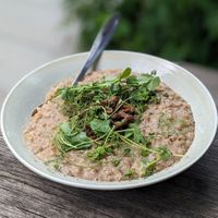 Veganised Mushroom Barley-otto at GRØD -Torvehallerne in Copenhagen