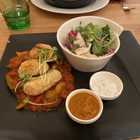 Vegane Kroketten mit Paprika-Tomaten Ragout at Brunner in Schladming