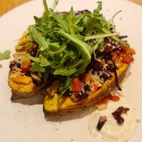 Sweet potato with a very yummy sour cream and beans at Brunner in Schladming