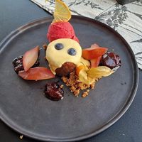 Sweet potatoe cake with ice and fruits  at Brunner in Schladming