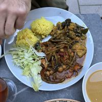 Plate of two stews of the day   at Chutney in Stockholm