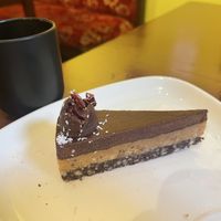 Snickers cake with complimentary coffeee  at Chutney in Stockholm