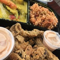Fried mushrooms, Cajun curry, jambalaya   at Sweet Soulfood in New Orleans