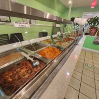 Food behind counter at Sweet Soulfood in New Orleans