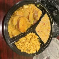 Loaded Potatoes, Cashew Mac, and Corn Chowder.  at Sweet Soulfood in New Orleans