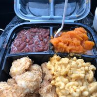 The pick 4 from Sweet Soulfood: fried cauliflower, Mac and cheese, red beans and rice, and sweet potatoes. Delicious.  at Sweet Soulfood in New Orleans