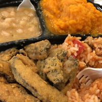 White beans, sweet potato, fried portobello mushrooms  at Sweet Soulfood in New Orleans