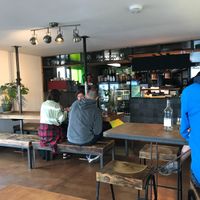 View of the kitchen serving area from within restaurant  at Dr Legumes in Folkestone