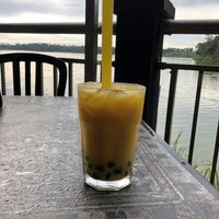 Bubble tea- view from deck at Chopstix Cafe in Gainesville