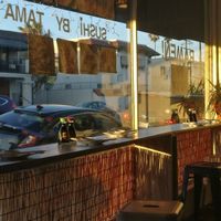 Front bar with awesome shadow   at Blue Bird Sushi in Long Beach