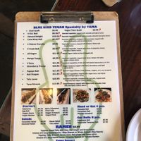 Vegan menu at Blue Bird Sushi in Long Beach