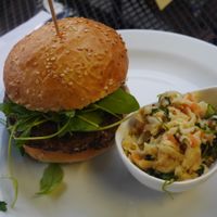 The vegan Portabello-Burger which was really nice ☘ at Ctyri Sestry in Kutna Hora