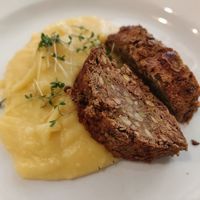 The best veggie meatloaf and mash potatoes ever I've had!! at Ctyri Sestry in Kutna Hora