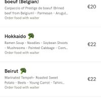 Menu  at De Republiek in Bruges