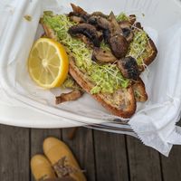 Avocado Toast with added mushrooms at Falcon Coffee Bar in Nashville