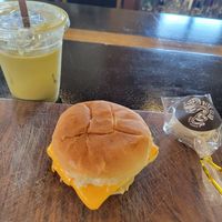 Matcha latte, bodega sandwich and a cake pop at Falcon Coffee Bar in Nashville